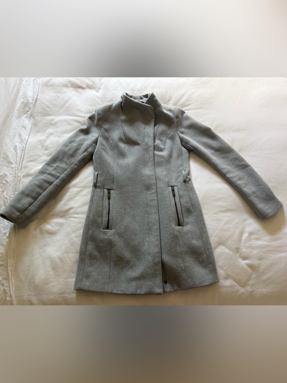 Vero Moda Gray Stand-Collar Wool-Blend Pea Coat
